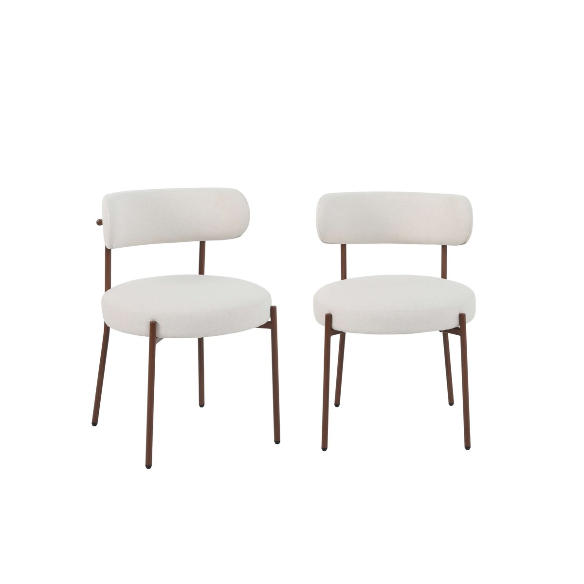 Chaises tissu pieds métal (lot de 2) NOA beige, BAÏTA