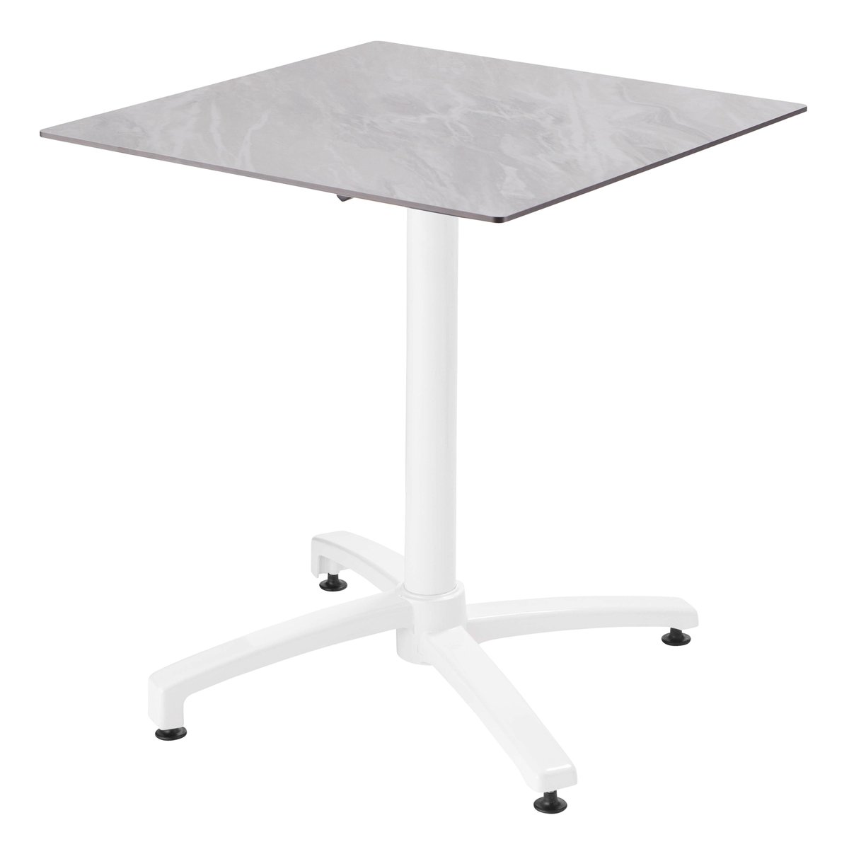 Table en HPL inclinable pied blanc et 2 chaises en métal, OPERA marbre, OVIALA