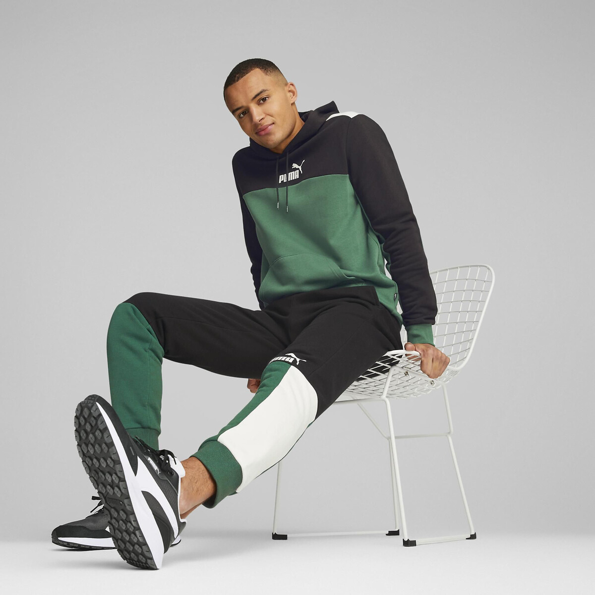 Pantalon de survêtement Colorblock noir/vert, PUMA
