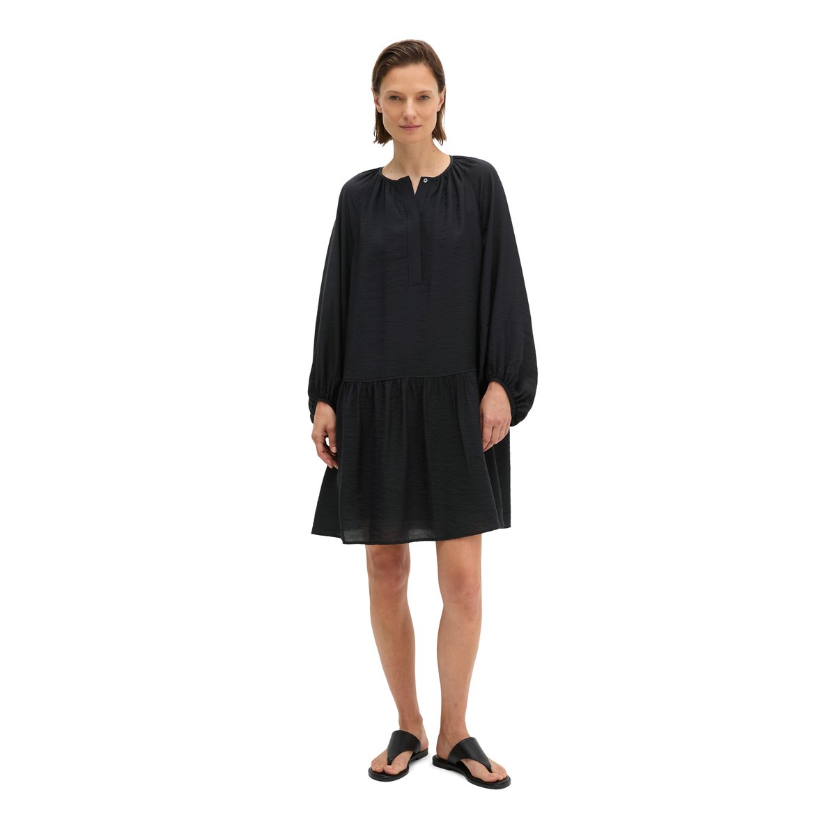 Robe crinkle A-Shape en mélange de viscose bleu foncé, MARC O'POLO