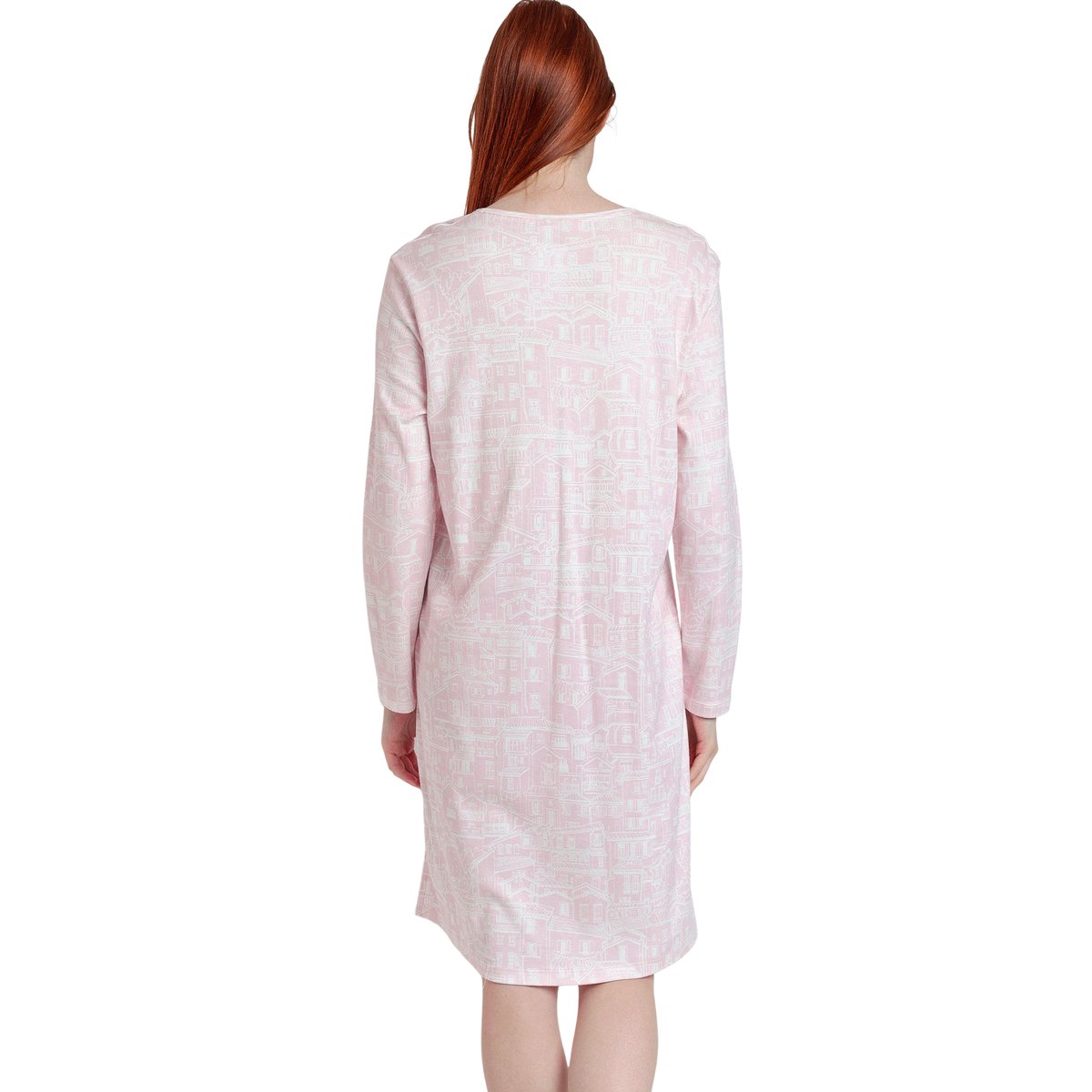 Chemise de nuit manches longues La Vie Est Belle rose, ADMAS