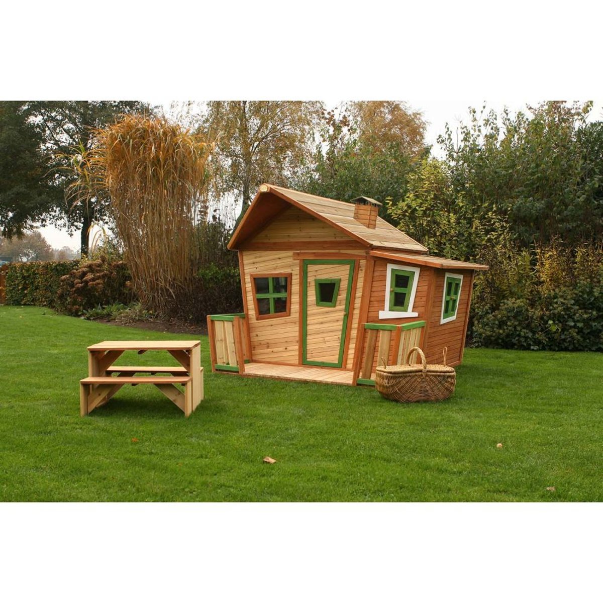 Grande cabane d'extérieur enfant en bois Lisa naturel, AXI