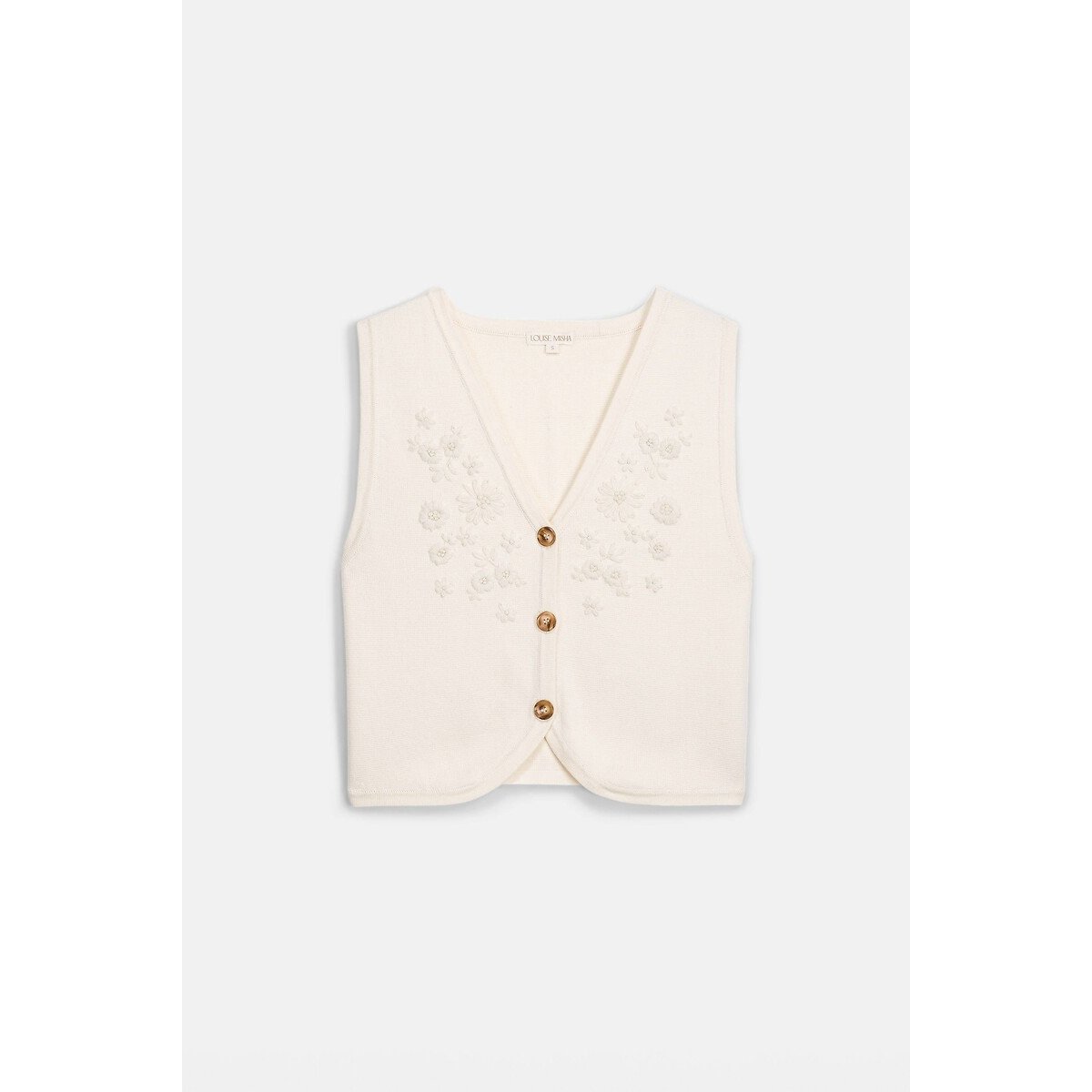 Geborduurd mouwloos vest, IBINKA creme   , LOUISE MISHA