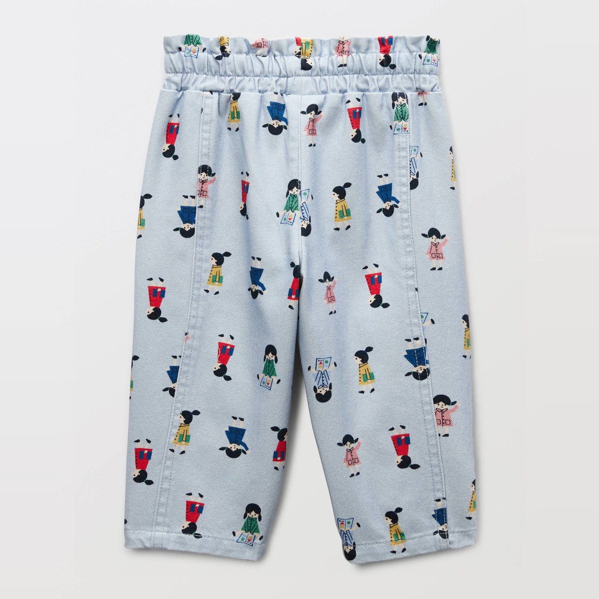 Pantalon taille élastique imprimé en coton celeste, BOUT'CHOU
