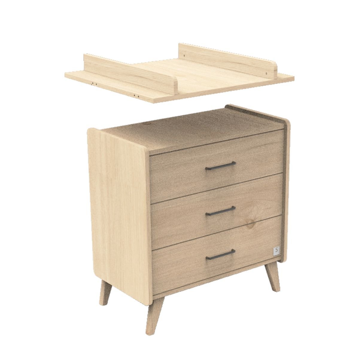 Commode 3 tiroirs marron, SAUTHON