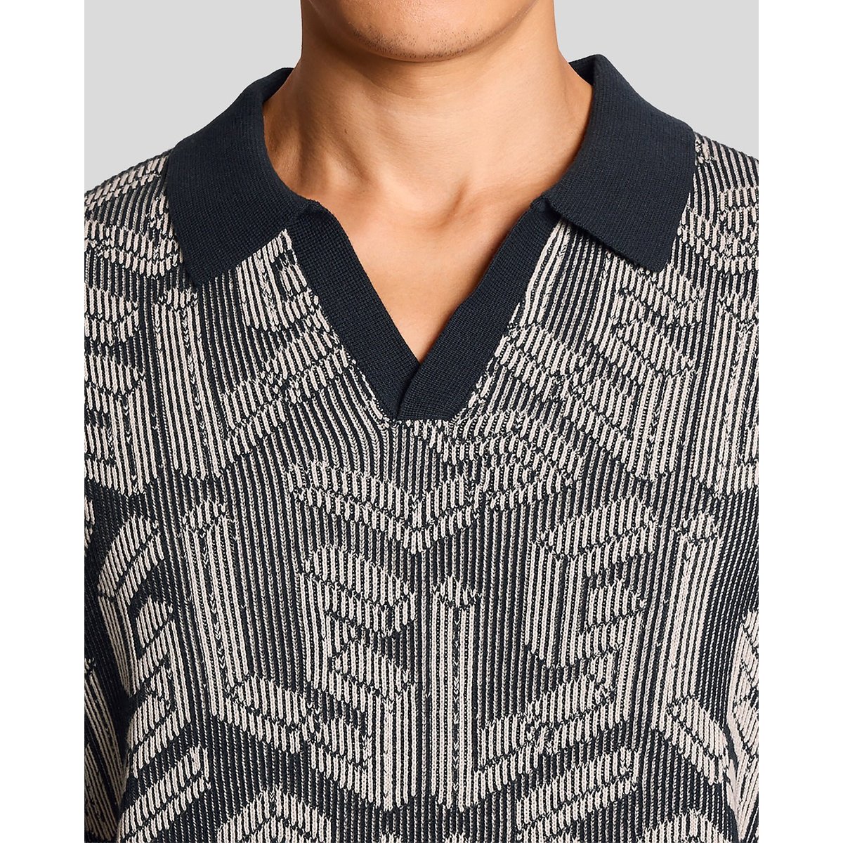 Polo emblème côtelé en maille bleu foncé marine/ crique, LYLE & SCOTT