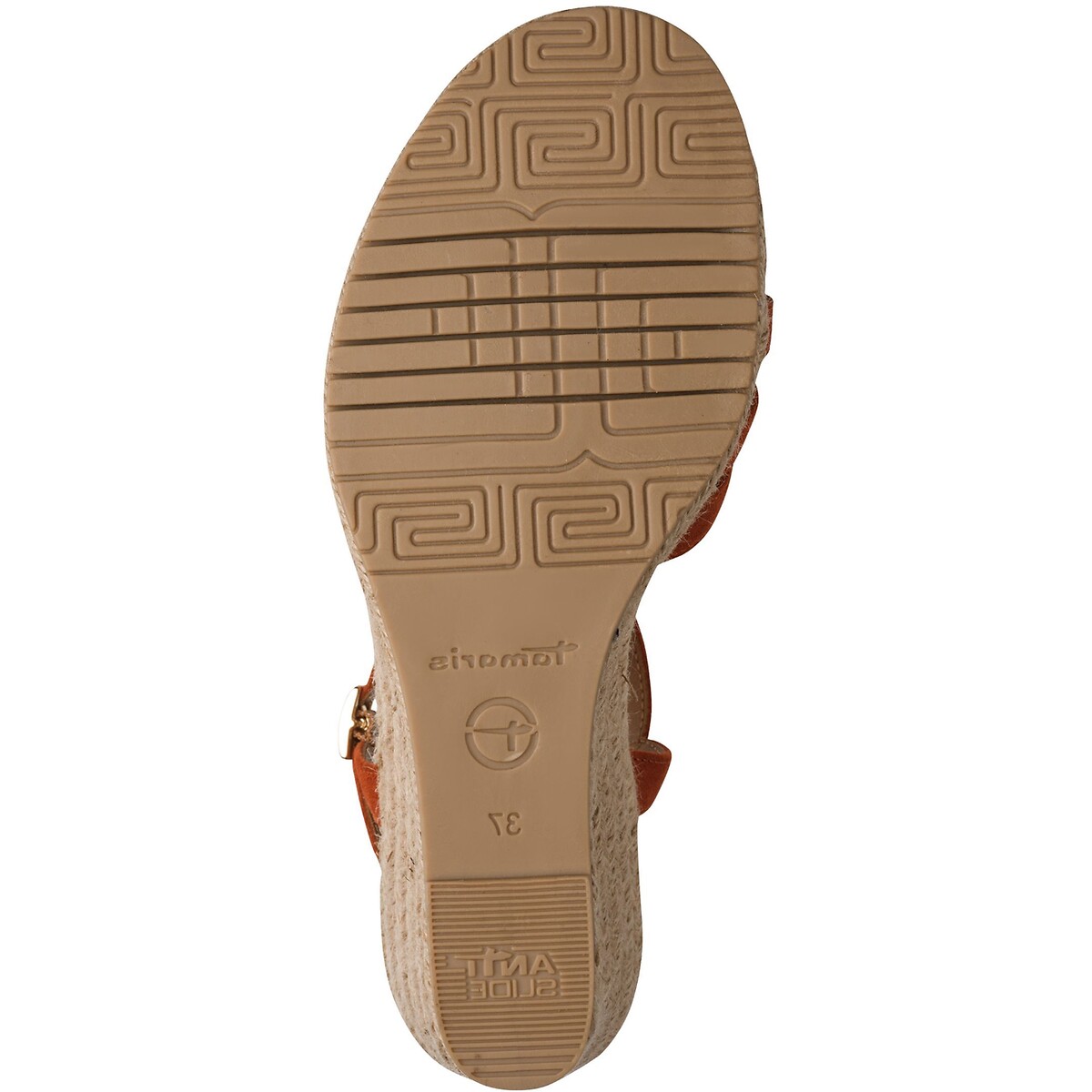 Espadrilles compensées en cuir terracotta, TAMARIS
