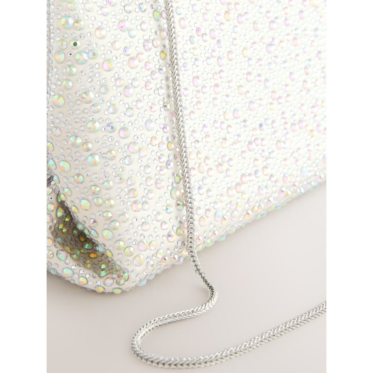 Pochette scintillante avec bouton-pression blanc, NEXT