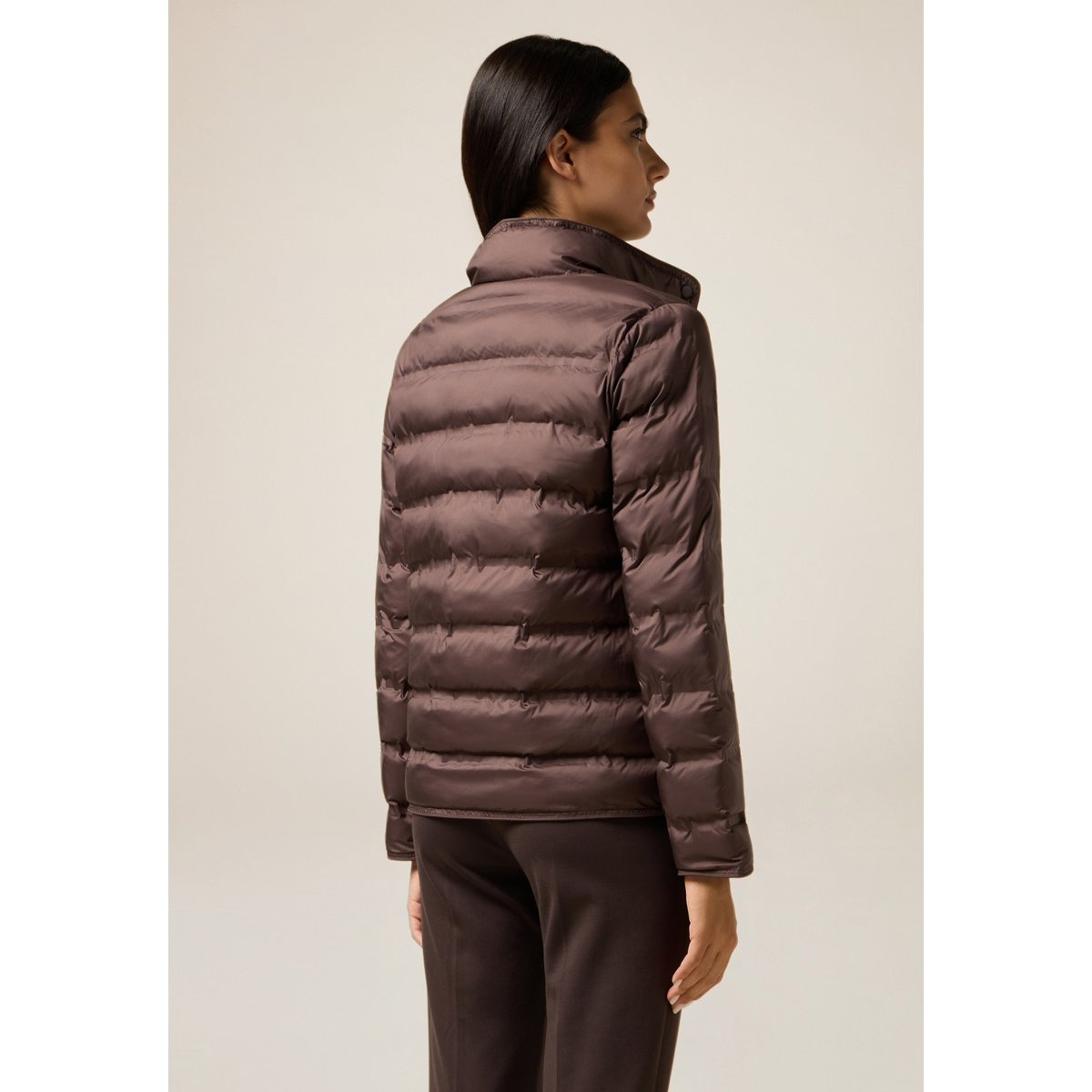 Veste matelassée à col montant marron, OLTRE