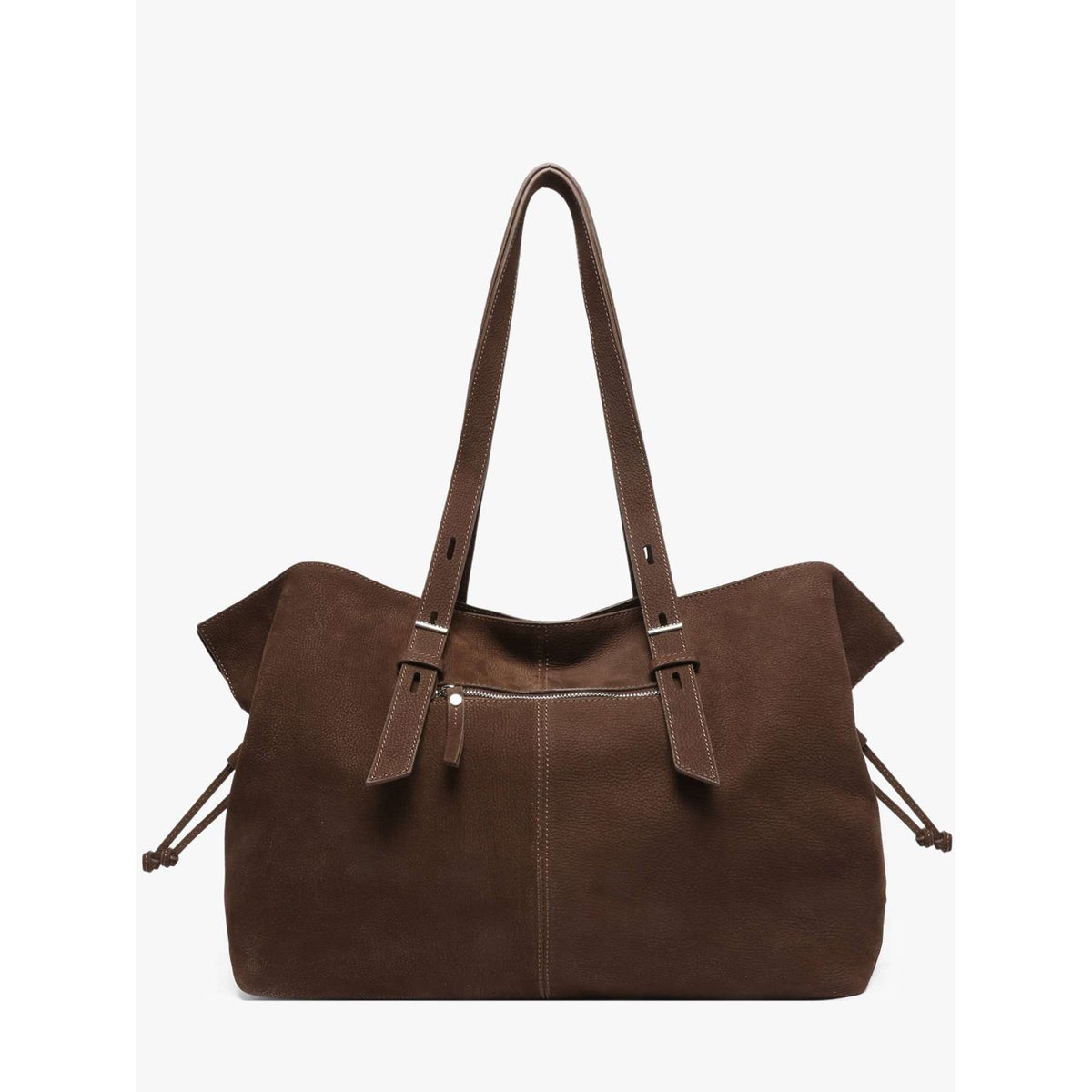 Sac porté épaule Cavalier nubuck cuir chocolat, ETRIER