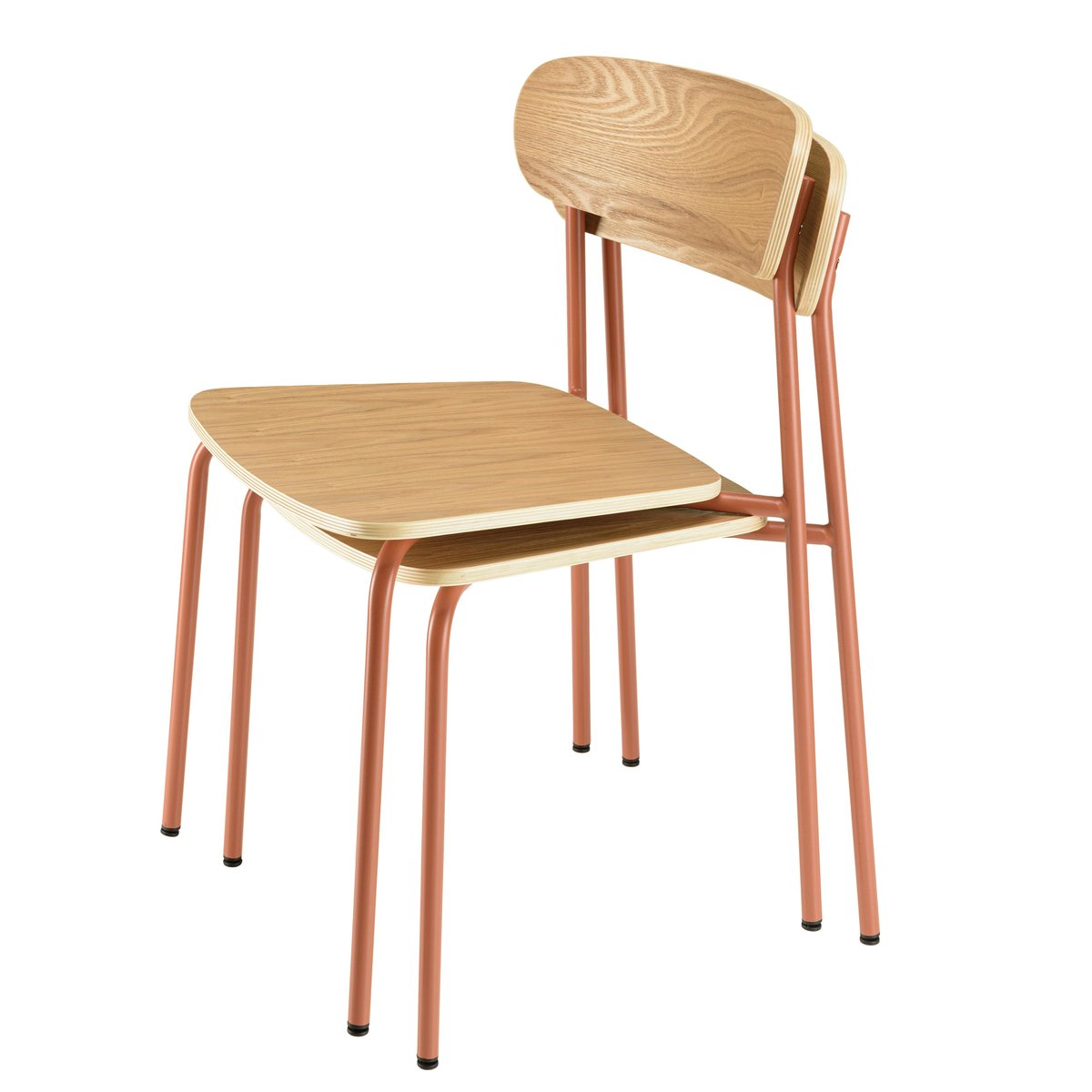 Chaise bois et métal terracota style écolier (lot de 2) TIM bois naturel, PIER IMPORT