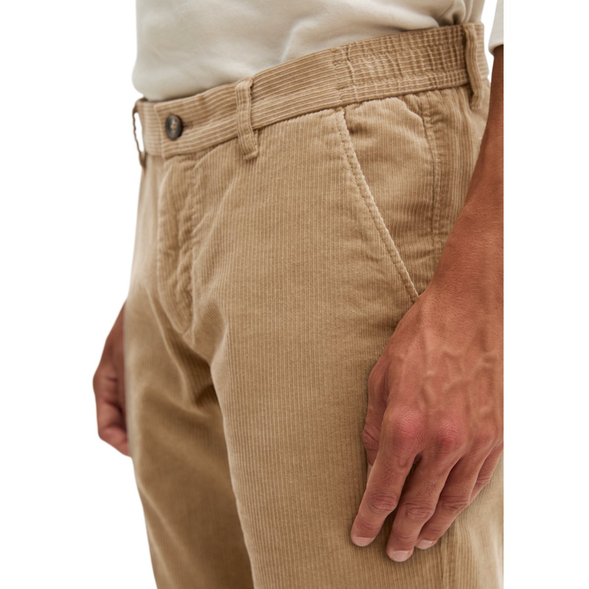 Pantalon en velours côtelé modèle Mads Jogger, coupe classique avec un effet de relief beige, MARC O'POLO