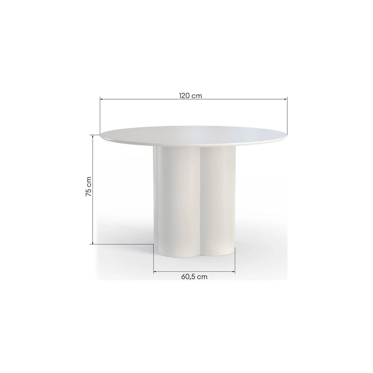 Table à manger ronde collection COLONA en bois gris beige, RECOLLECTION
