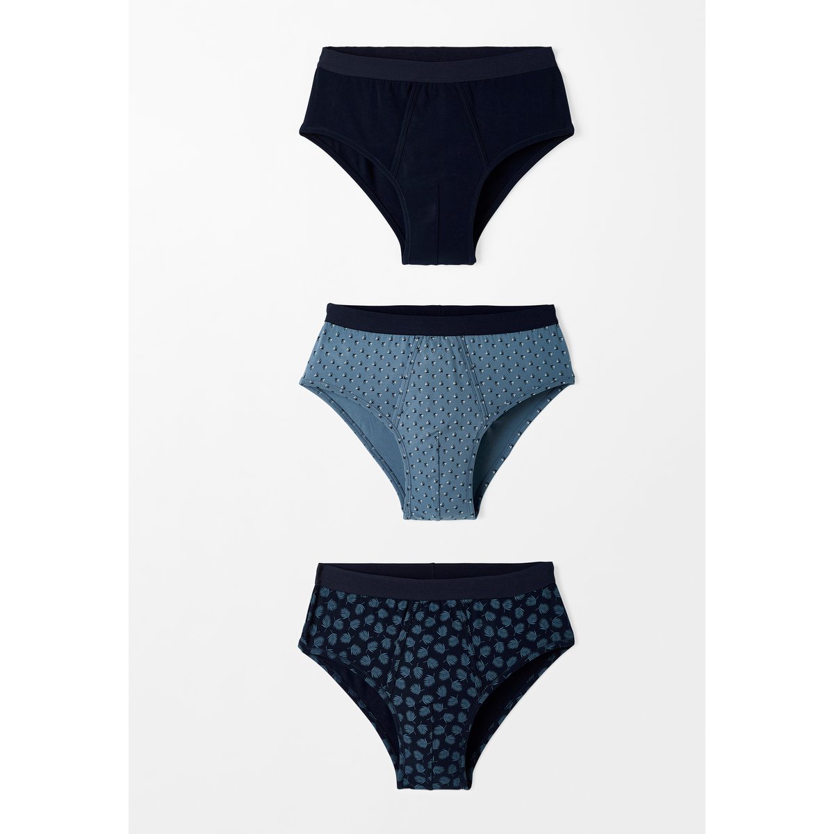Slips ouverts maille jersey - Lot de 3 lot bleu, DAMART