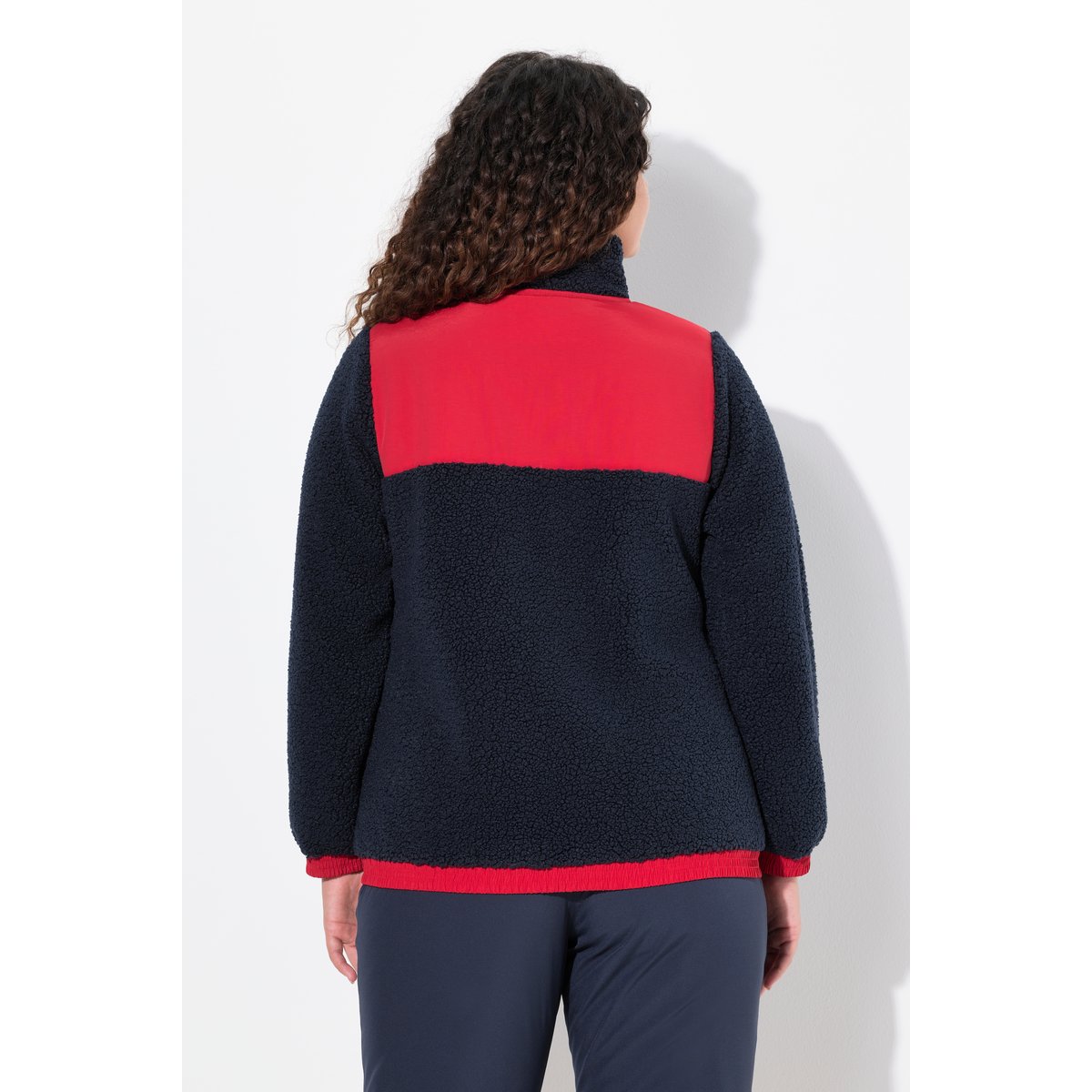 Veste en polaire bouclée avec col montant marine, ULLA POPKEN