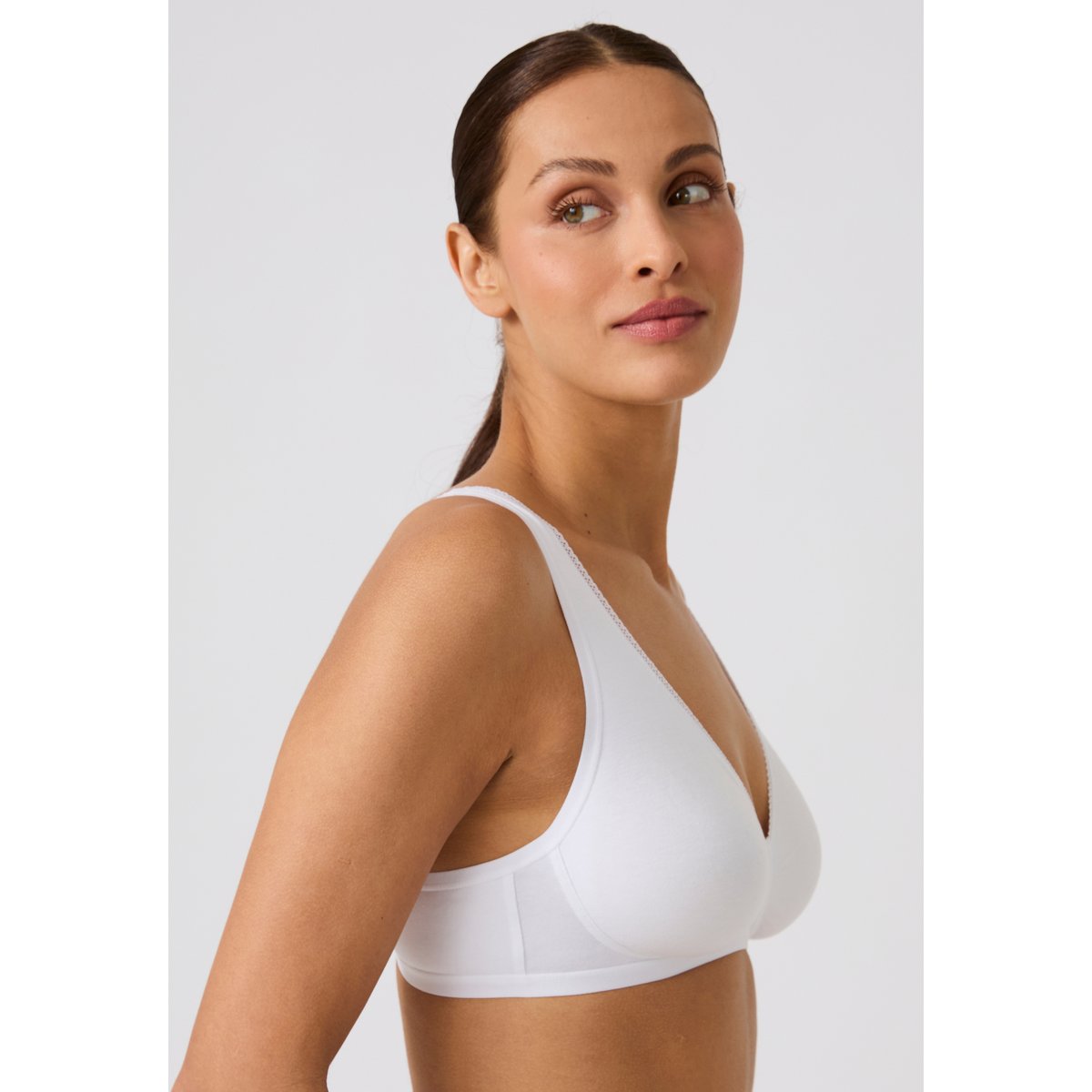 Soutien-gorge sans armatures emboîtant coton majoritaire blanc, DAMART