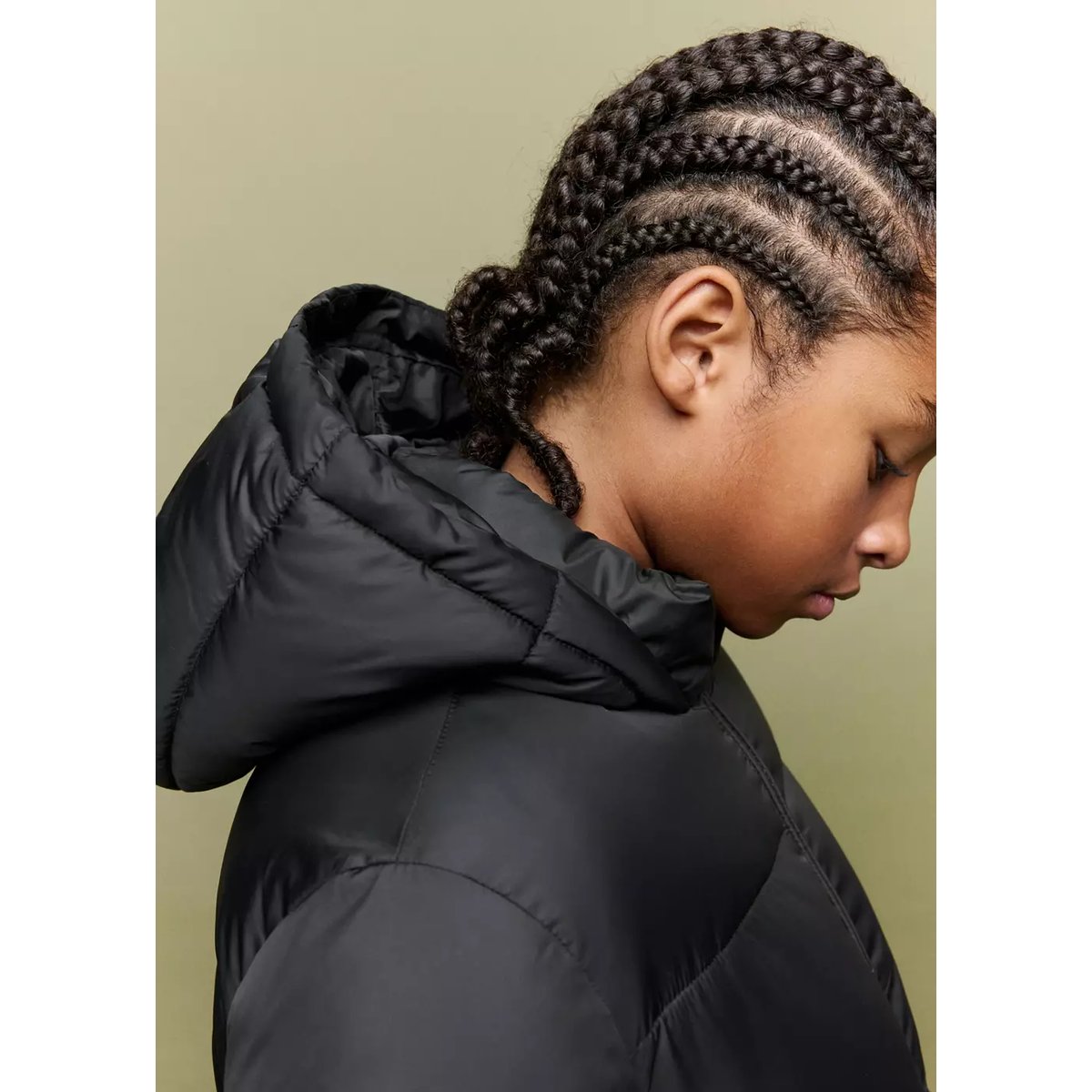 Anorak long matelassé capuche noir, MANGO KIDS