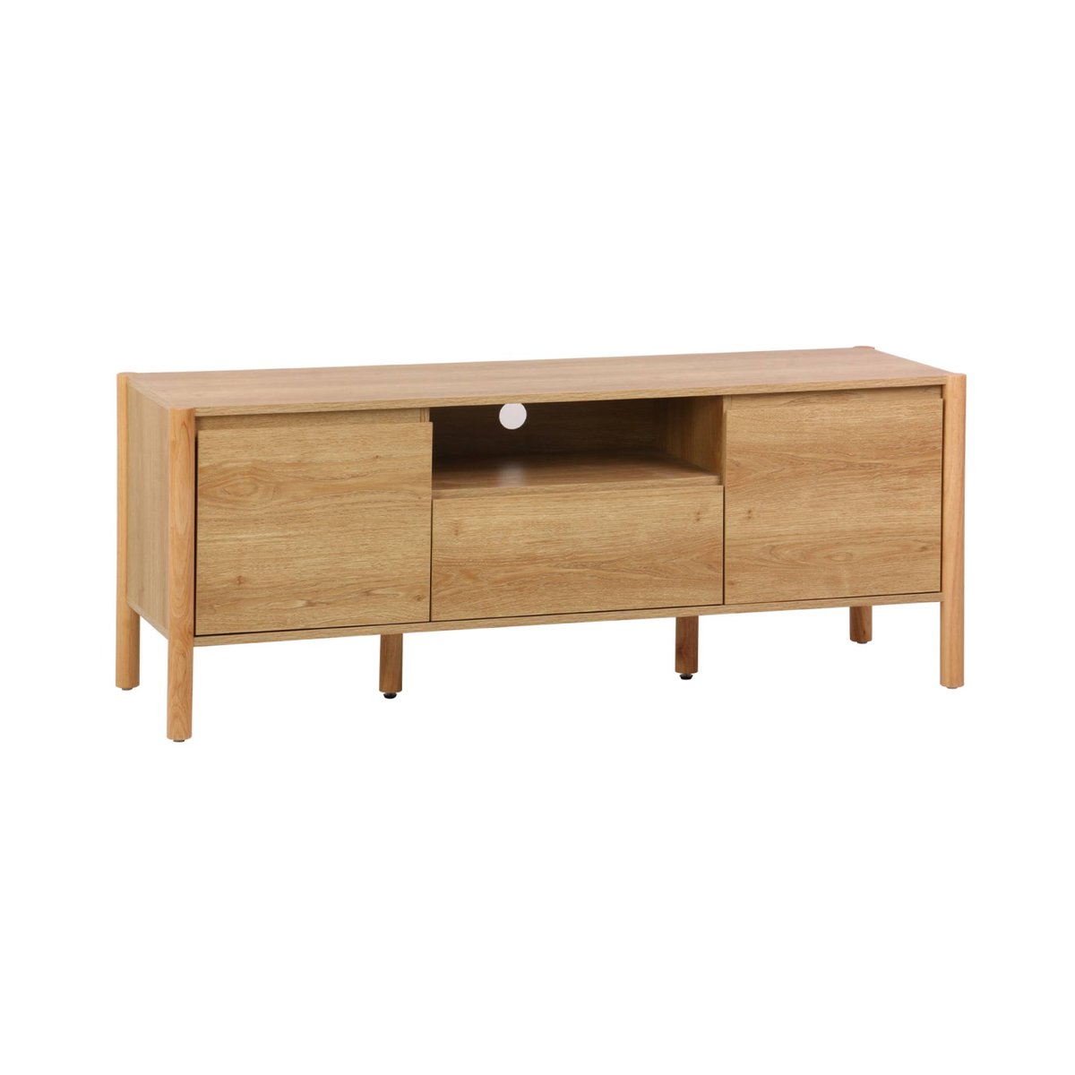 Meuble TV décor bois 2 portes 1 tiroir 140cm HARMONY naturel, SWEEEK