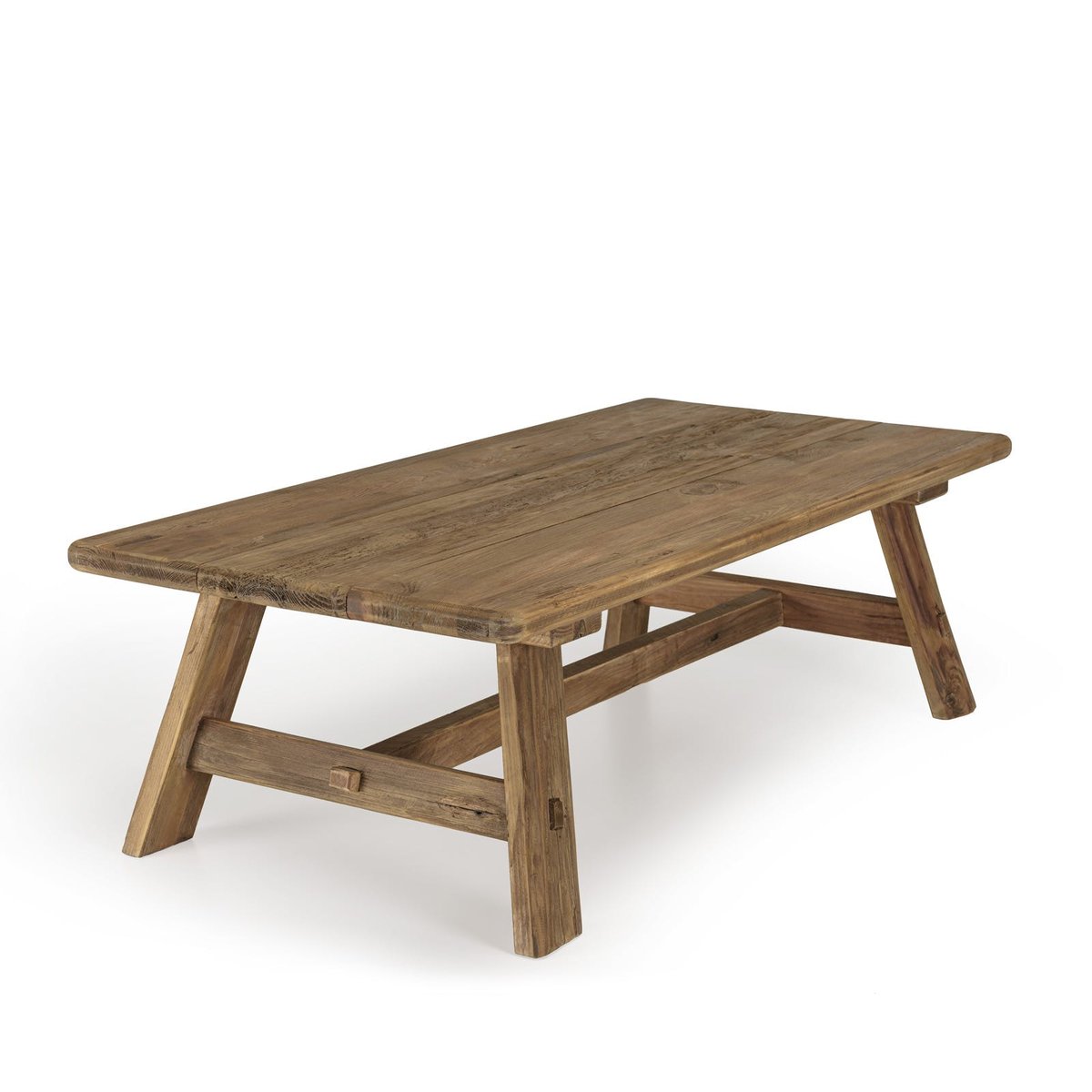 Table basse tréteaux bois recyclé 140 cm DENVER bois naturel, PIER IMPORT