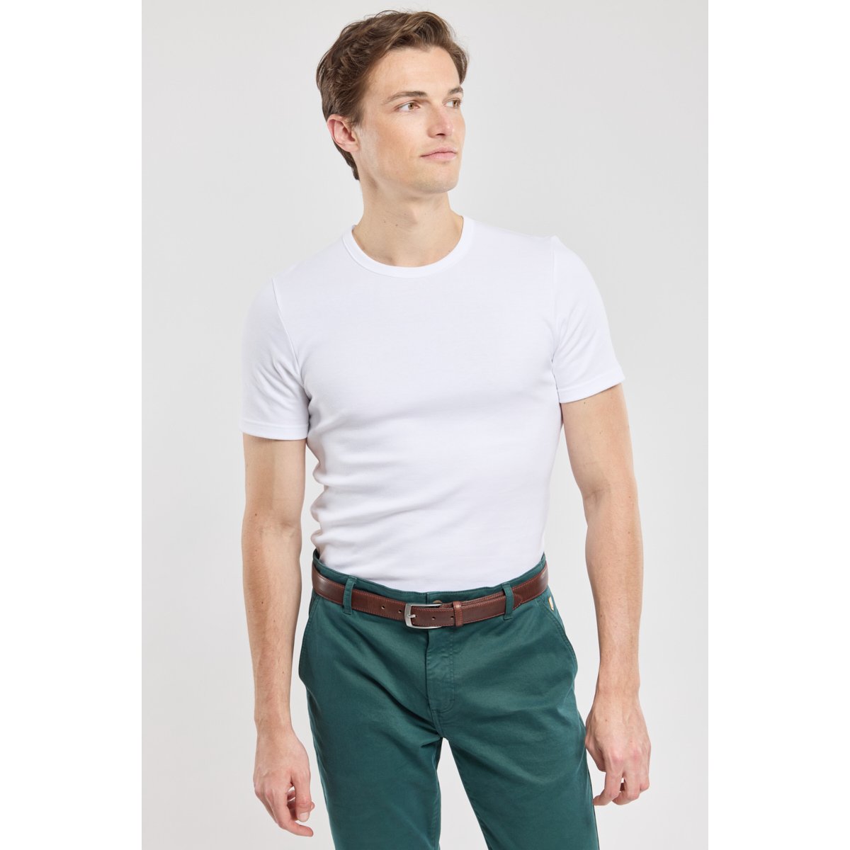 Ceinture en cuir brun, ARMOR-LUX