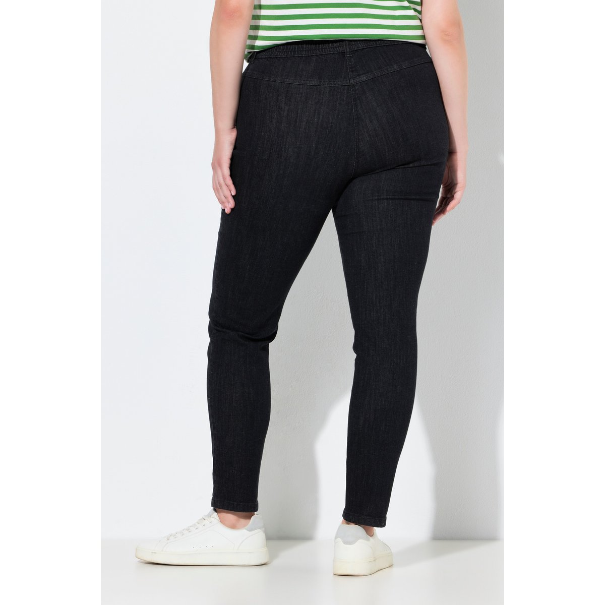Jegging en coton bio noir, ULLA POPKEN