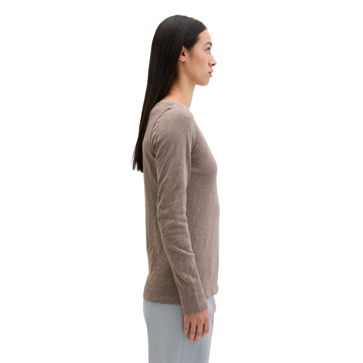 T-shirt long U-Boot DfC regular en qualité Organic Cotton marron, MARC O'POLO