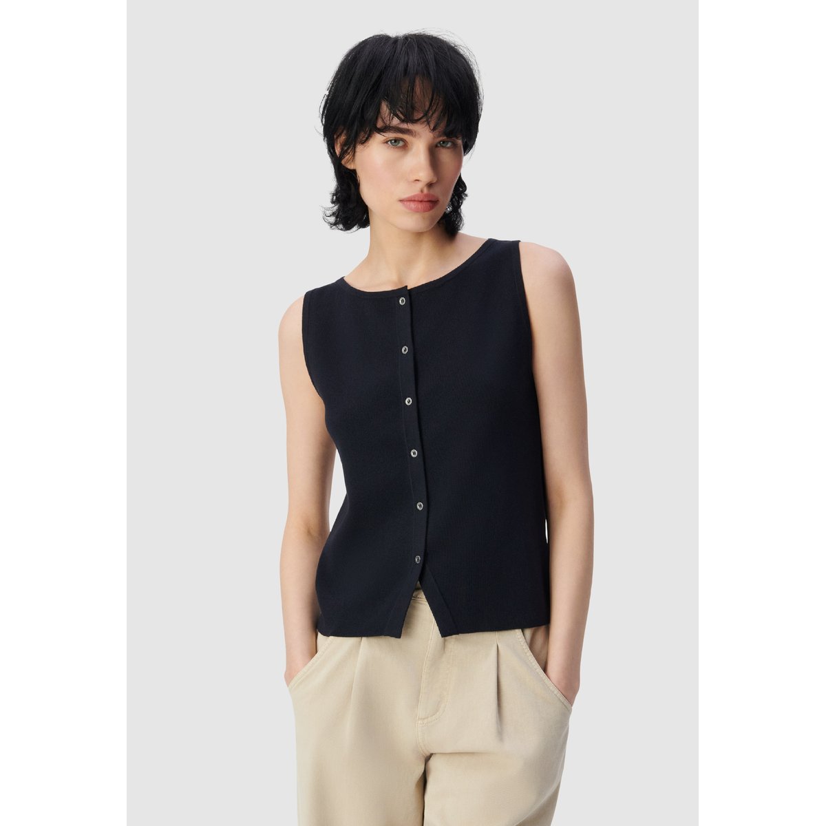 Cardigan sans manches marine foncé, IKKS