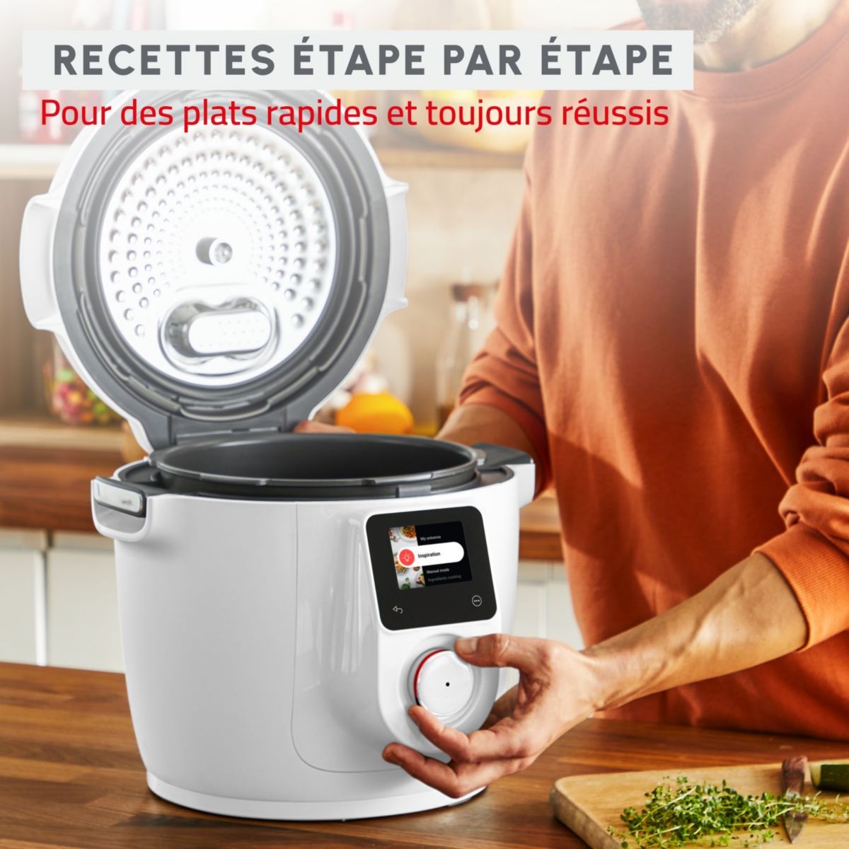 Cookeo YY5855FB WIFI 9-EN-1, 6 L, 9 modes de cuisson, 150 recettes + Extra crisp couleur unique, MOULINEX