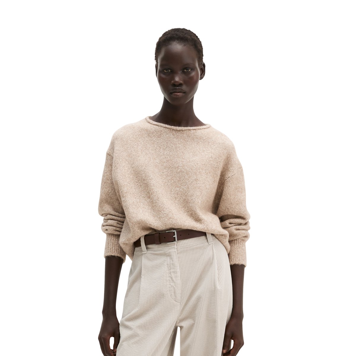 Pull ample en un mélange douillet de coton bio et de laine d'alpaga marron, MARC O'POLO