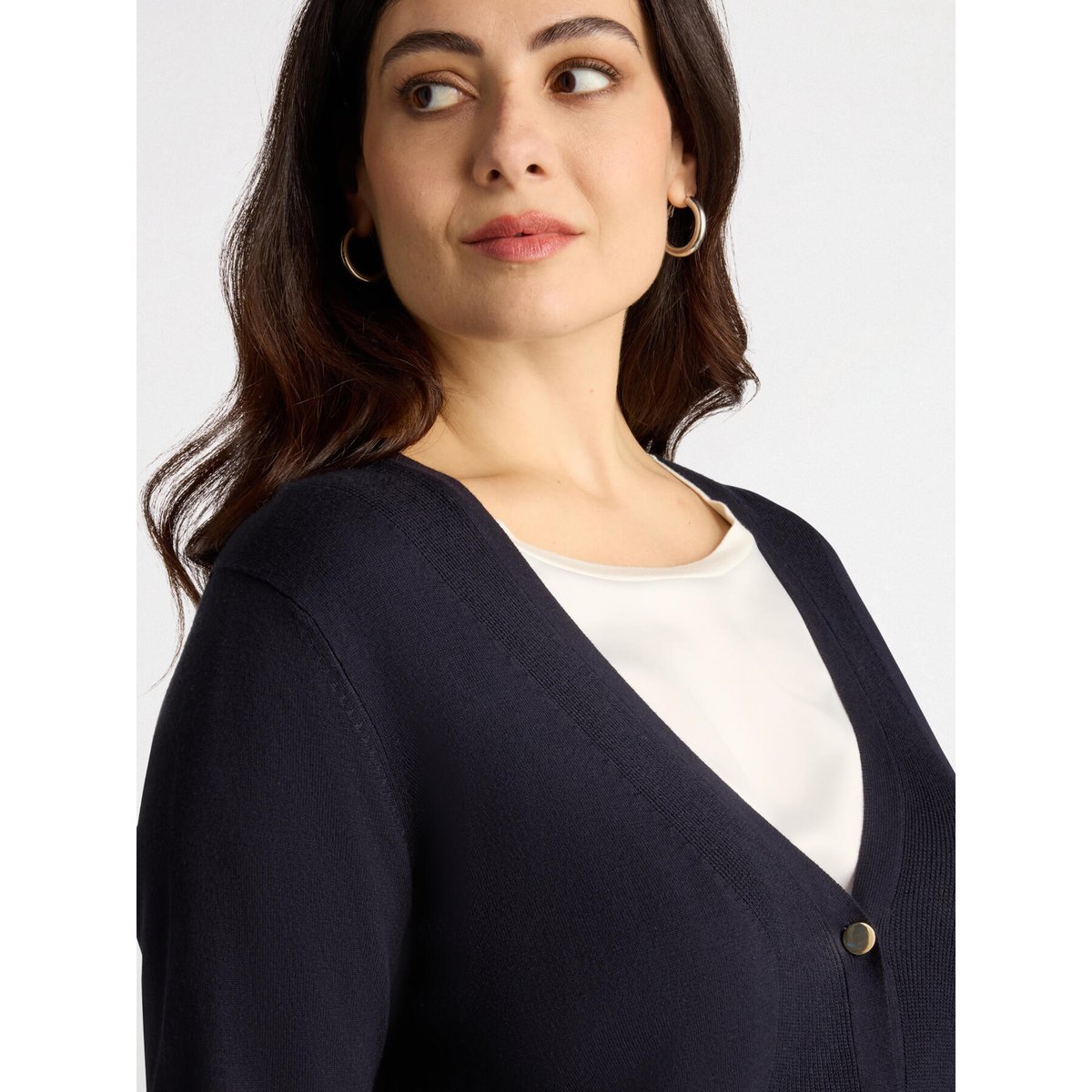 Cardigan col V bleu, FIORELLA RUBINO