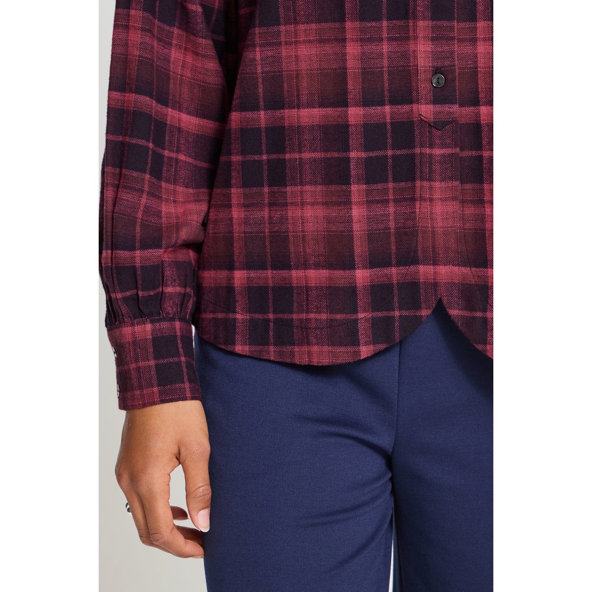 Chemise à manches longues rose fruit dove check, ICHI