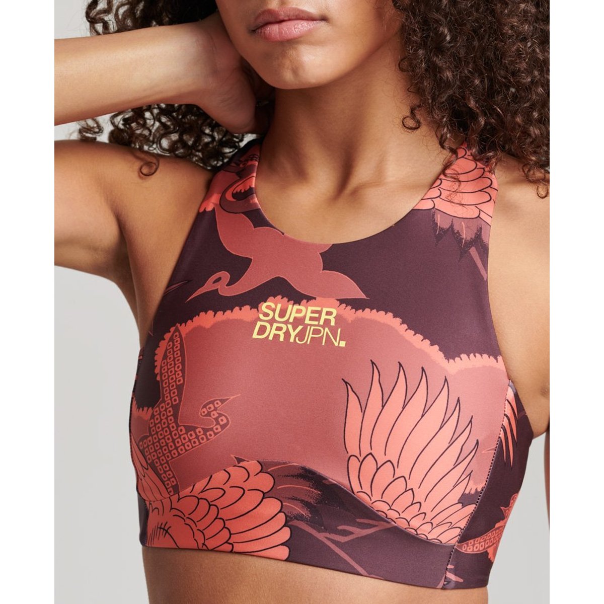 Brassière de sport Active Core imprimé tsuru japonais rouge, SUPERDRY