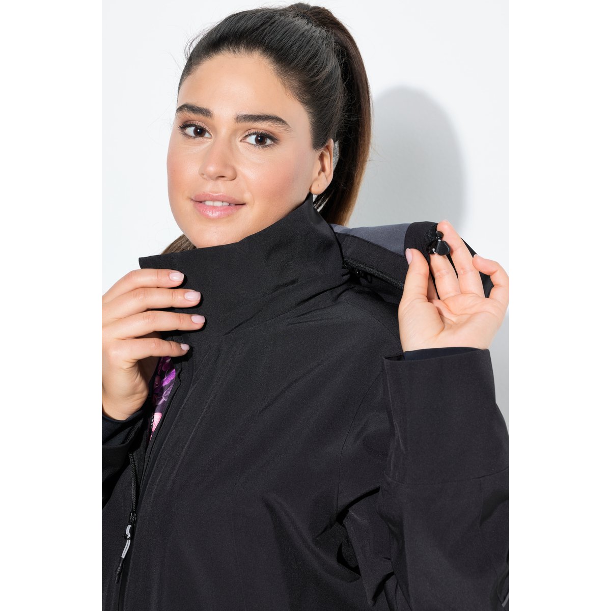 Veste à capuche ultra technique, imperméable noir, ULLA POPKEN