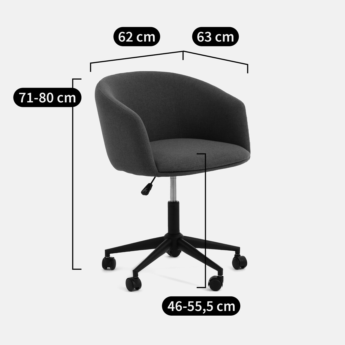 Fauteuil de bureau rotatif à roulettes, Théa bois de rose, LA REDOUTE INTERIEURS