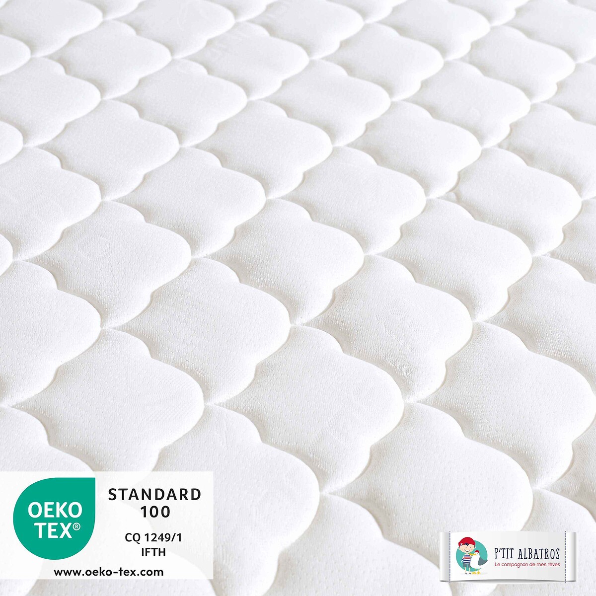 Matelas bébé Bamboo blanc, P'TIT ALBATROS