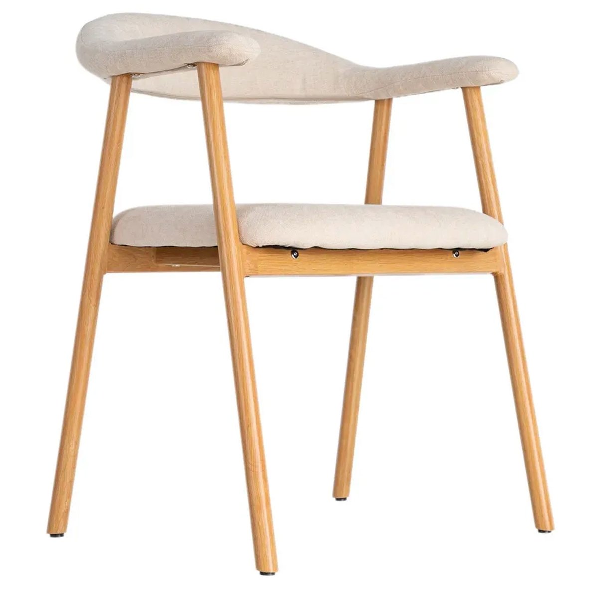 Chaise design métal effet bois et tissu éponge beige 56x50.5x76cm beige, WADIGA