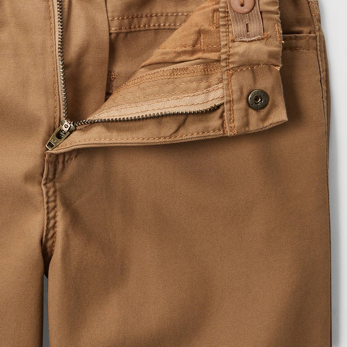 Pantalon droit élastiqué uni en coton gabardine, MONOPRIX