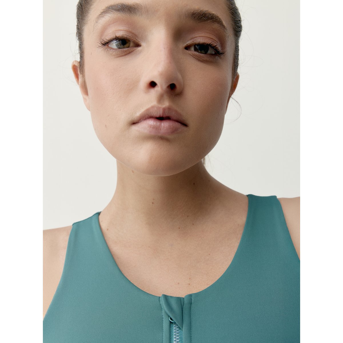 Brassière de sport femme Eider Maintien élevé fermeture éclair bleu sarcelle, BORN
