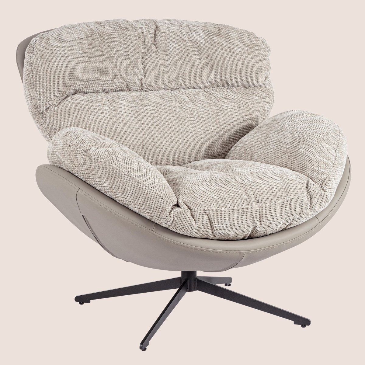 Fauteuil relax pivotant tissu/simili gris/taupe - NINO gris, HELLIN, DEPUIS 1862