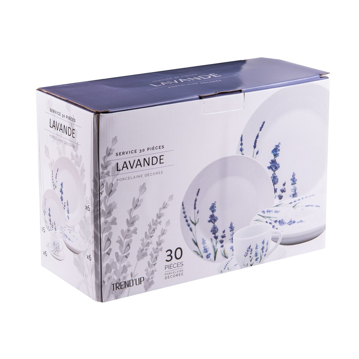 Service 30 pièces Lavande blanc, TREND'UP