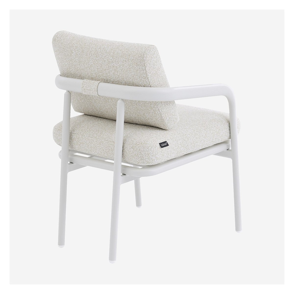 Lot de 2 chaises de jardin en tissu texturé déperlant et aluminium blanc NAZARE beige, HABITAT