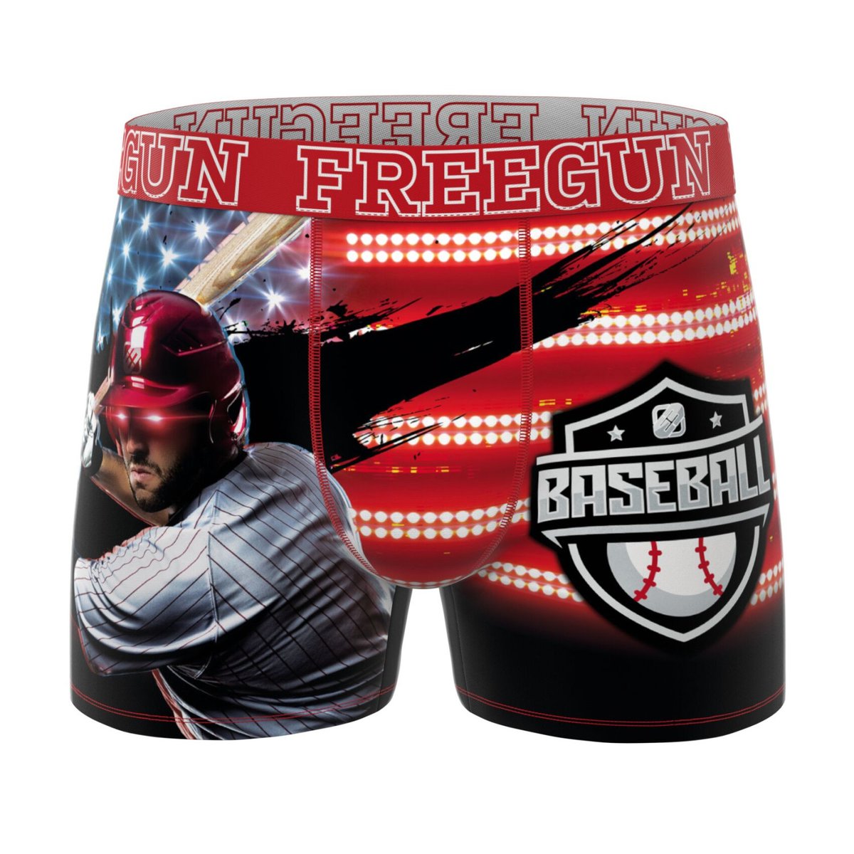 Lot De 3 Boxers Microfibre rouge/blanc/vert, FREEGUN