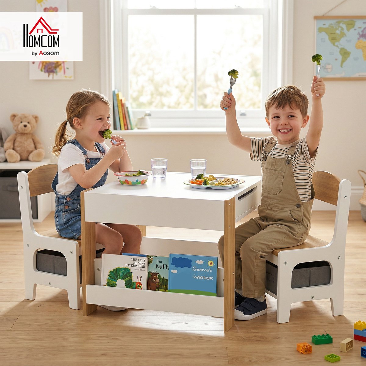 Ensemble table et chaises pour enfants MDF beige, HOMCOM