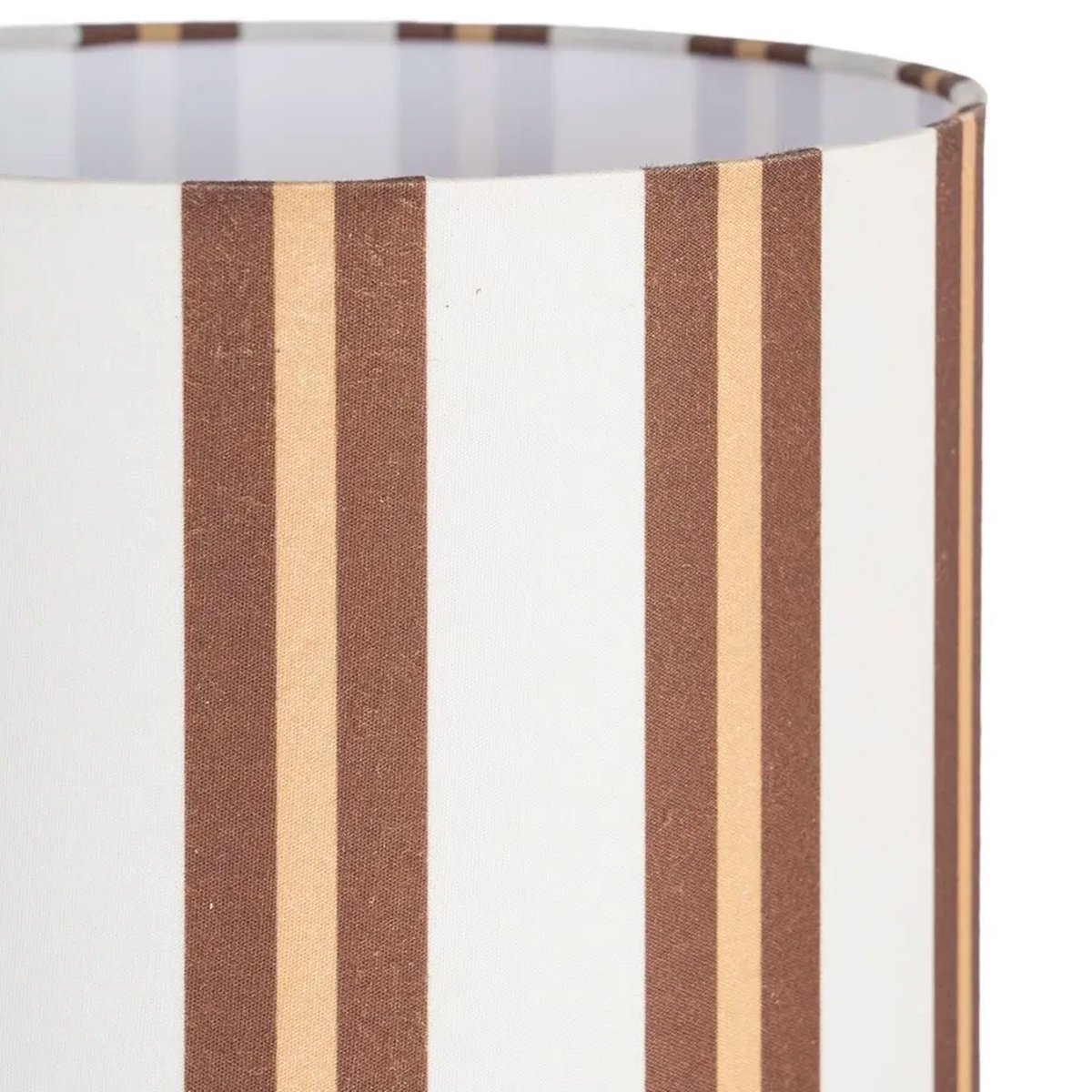 Lampe à poser céramique beige et abat-jour rayé marron 18x18x43cm beige, WADIGA