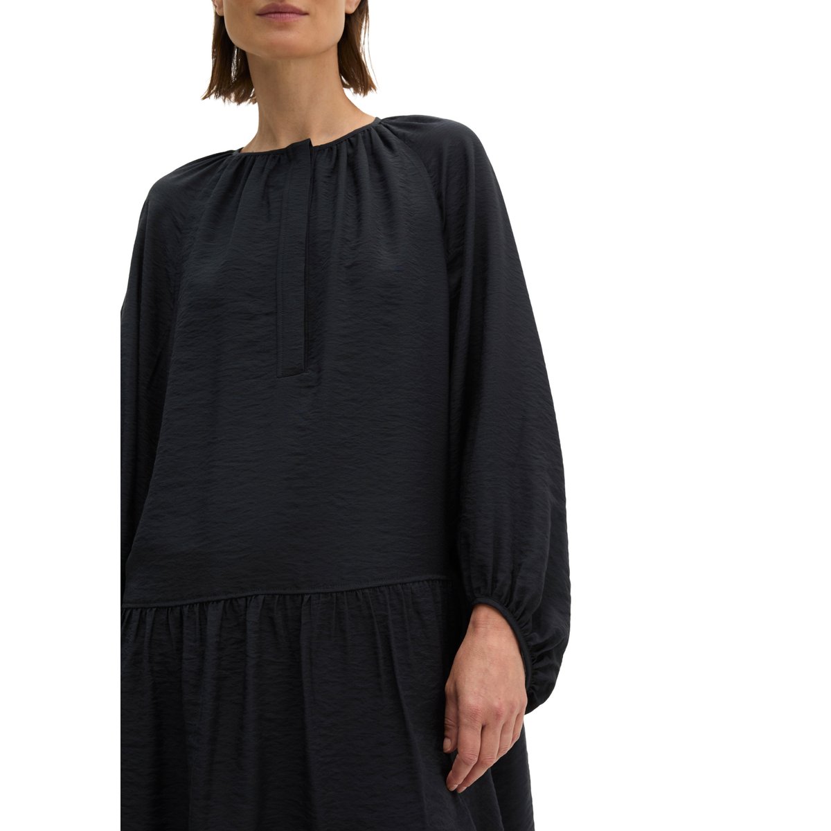 Robe crinkle A-Shape en mélange de viscose bleu foncé, MARC O'POLO