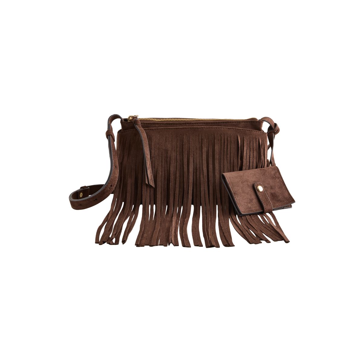 Sac à bandoulière en daim franges marron chocolat, NEXT