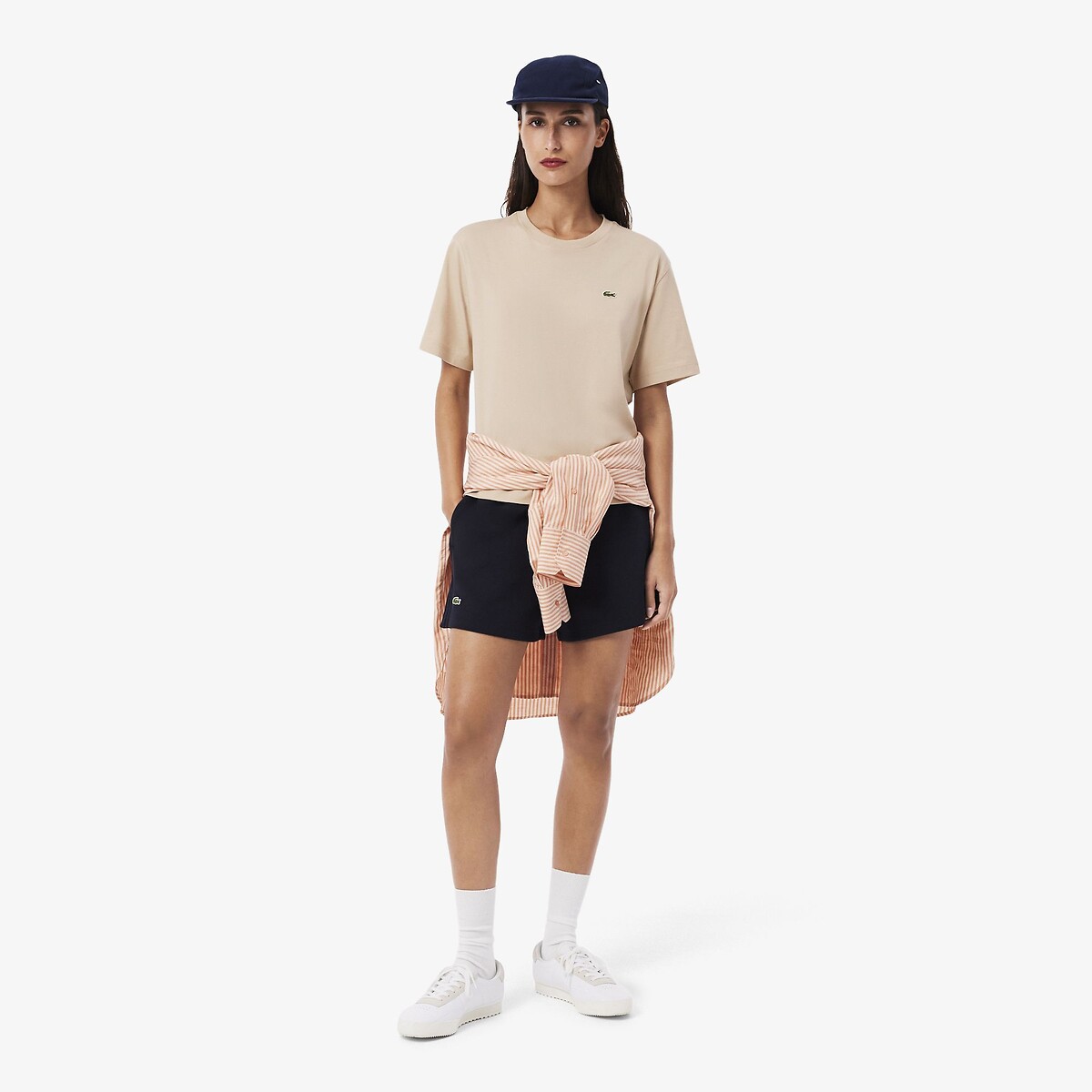 T-shirt met ronde hals en korte mouwen beige , LACOSTE