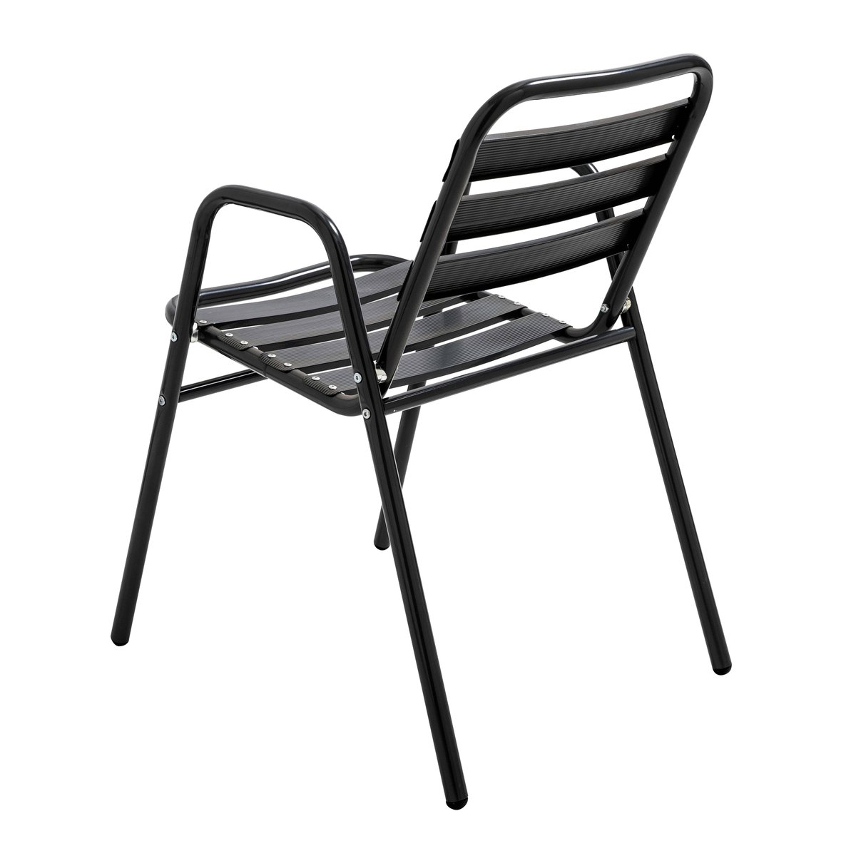 Lot de 4 chaises de jardin avec accoudoirs en aluminium, NOTTING HILL noir, OVIALA