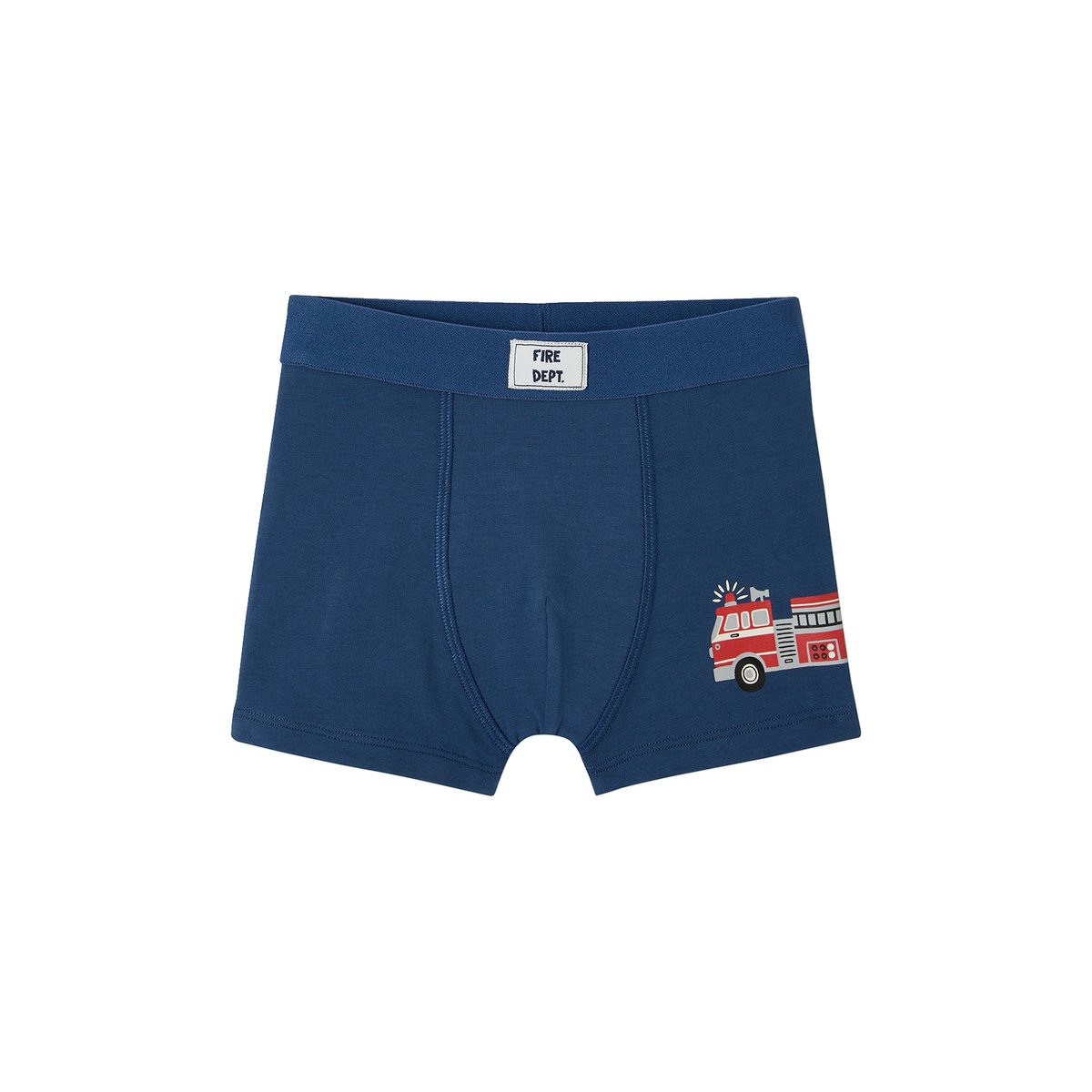 Lot de 5 boxers stretch pompiers en coton bio bleu océan, VERTBAUDET