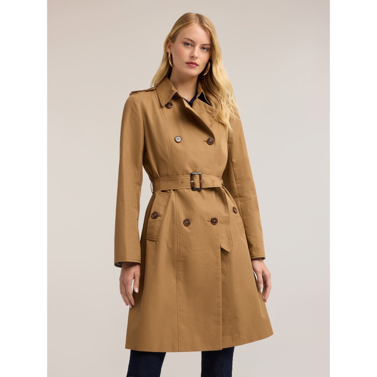 Trench ceinturé double boutonnage marron, MOTIVI